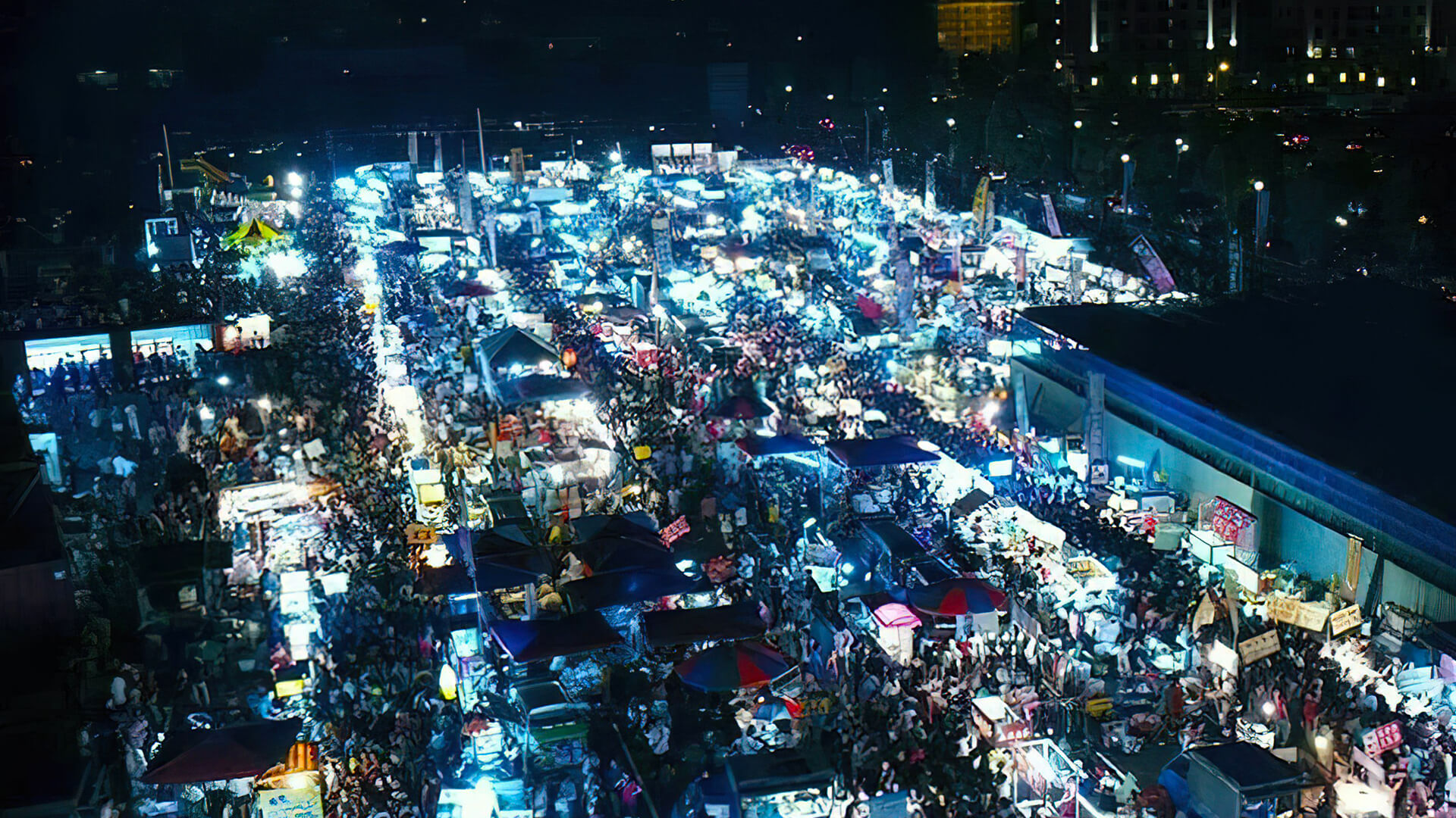 Night market and business districts Banner