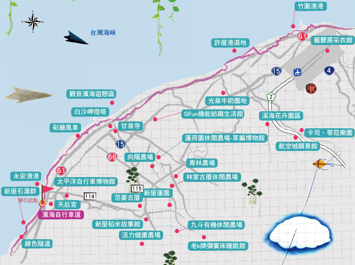 滨海自行车道路线图
