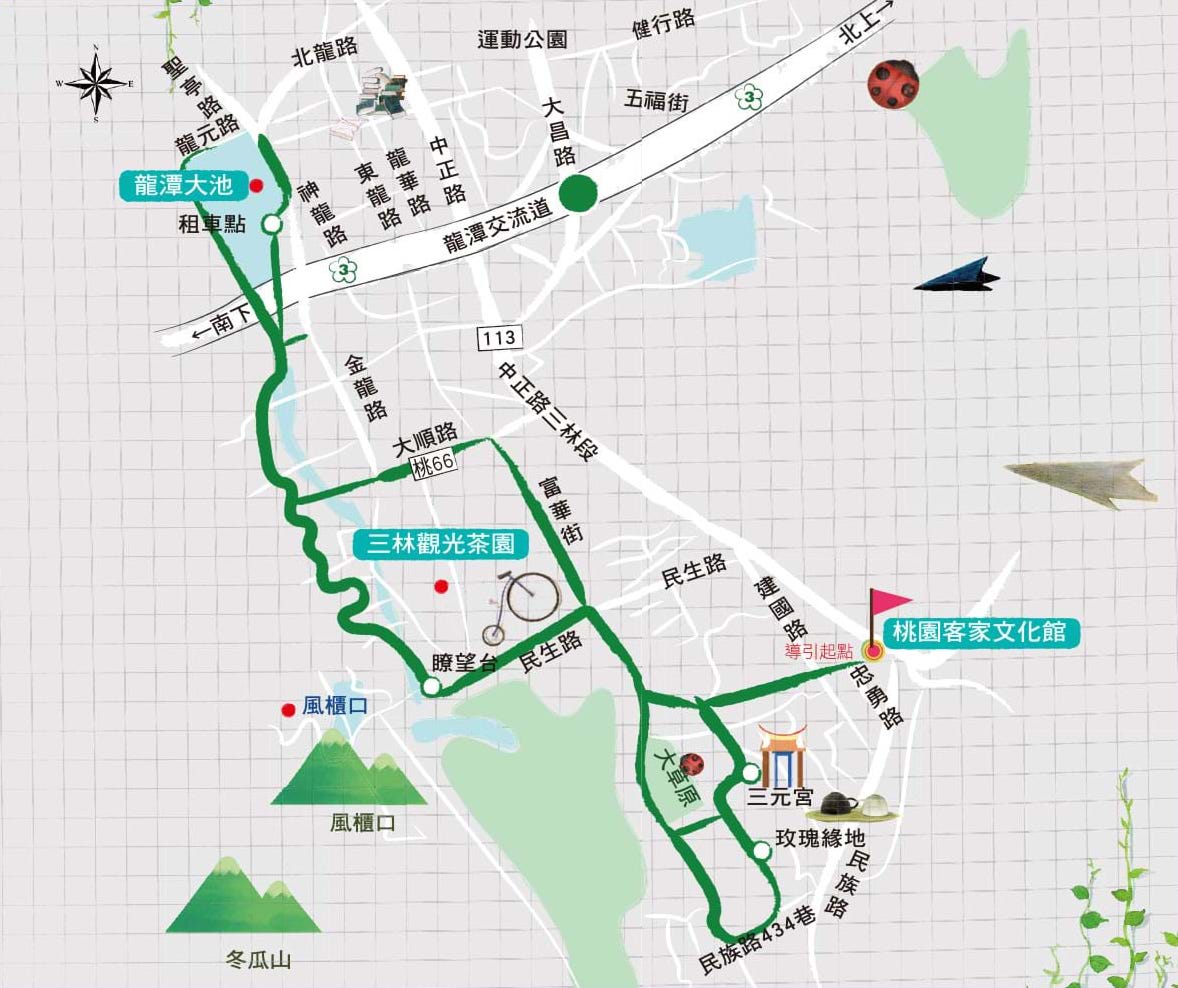 龙潭三林自行车道路线图