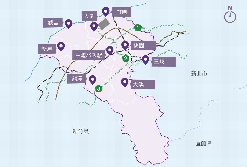 桃園駅の高速バス位置図