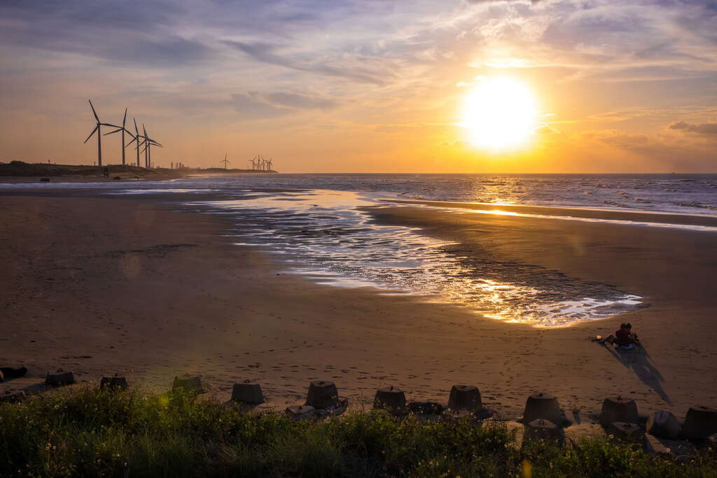 美麗的許厝港溼地傍晚景色