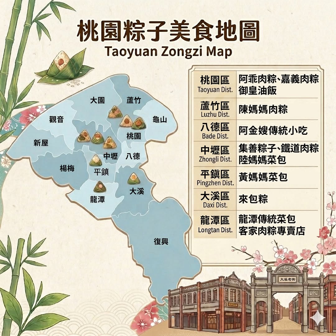 【 #小桃子美食家 桃園粽子美食地圖 】又到了天天吃粽子的時候了小桃子這次廣納網友推薦精選整理出一張 #粽子美食地圖你是北部粽派？...